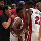 Erik Spoelstra got in Jimmy Butler’s face after he exchanged words with Udonis Haslem.